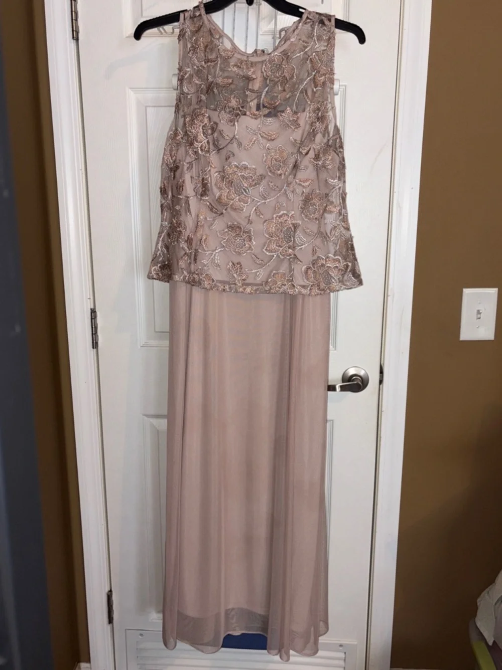 alex evenings gold dress Alex Evenings Long Sleeveless Ombre Glitter Mesh Dress with Cowl Neckline and Cascade Detail Skirt WINE MULTI / 18